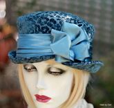 Womens Hat In A Cloche 1920'S Vintage Great Gatsby Style  Steel Blue 1 small
