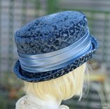 Womens Hat In A Cloche 1920'S Vintage Great Gatsby Style  Steel Blue 3 small