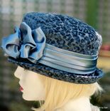 Womens Hat In A Cloche 1920'S Vintage Great Gatsby Style  Steel Blue 4 small