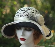 Womens Wide Brim Fancy Straw Summer Hat Downton Abbey Style 2 small