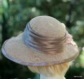 Mocha Lace Edwardian Style Hat 4 small