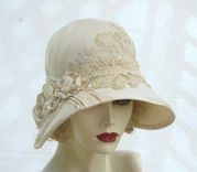Vintage Style Buckram Ivory Cloche Wedding Hat 1 small