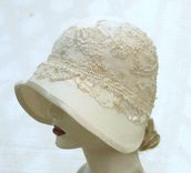 Vintage Style Buckram Ivory Cloche Wedding Hat 2 small