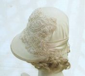 Vintage Style Buckram Ivory Cloche Wedding Hat 3 small
