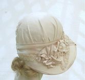 Vintage Style Buckram Ivory Cloche Wedding Hat 4 small