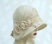 Vintage Style Buckram Ivory Cloche Wedding Hat 5 small