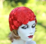 20'S Theme Party Cloche Hat In Red 2 small
