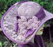 Elegant Formal Wide Brim Summer Sun Hat Flowers Lace Shabby Chic 1 small