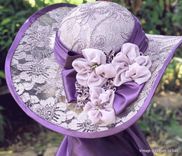 Elegant Formal Wide Brim Summer Sun Hat Flowers Lace Shabby Chic 2 small