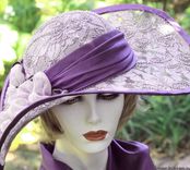 Elegant Formal Wide Brim Summer Sun Hat Flowers Lace Shabby Chic 3 small