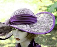 Elegant Formal Wide Brim Summer Sun Hat Flowers Lace Shabby Chic 4 small