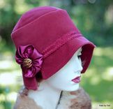 Fall Winter Womens Cloche Hat 1920s Style In Maroon Wool 1 small