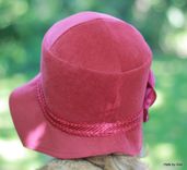 Fall Winter Womens Cloche Hat 1920s Style In Maroon Wool 4 small