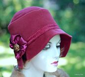 Fall Winter Womens Cloche Hat 1920s Style In Maroon Wool 6 small