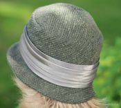 Classic Downton Abbey 20'S Style Cloche Hat In Textured Olive Fabric 5 small
