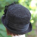 Edwardian Vintage Style Hat In Black Lace With Sequins And Beads 4 small