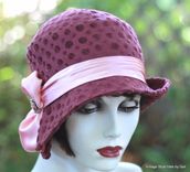 Great Gatsby Designer Fabric 1920'S Cloche Hat In Fuchsia And Pink 1 small