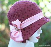 Great Gatsby Designer Fabric 1920'S Cloche Hat In Fuchsia And Pink 2 small