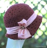 Great Gatsby Designer Fabric 1920'S Cloche Hat In Fuchsia And Pink 3 small