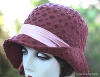 Great Gatsby Designer Fabric 1920'S Cloche Hat In Fuchsia And Pink 5 small