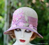 Pretty Pink Roaring Twenties Vintage Style Cloche Summer Hat Hat 1 small