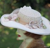 Edwardian Pale Pink Lace Wide Brim Summer Hat 3 small