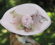 Edwardian Pale Pink Lace Wide Brim Summer Hat 5 small