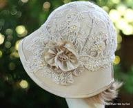 Formal Dressy Edwardian Wide Brim Sun Hat Lace And Flowers 4 small