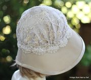 Formal Dressy Edwardian Wide Brim Sun Hat Lace And Flowers 5 small