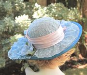 Edwardian Style Wedding Hat Wide Brim In Lilac 3 small