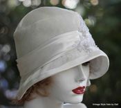 1920s Great Gatsby Wedding Party Cloche Hat In White Velvet Lace Pearls And Sequins 5 small