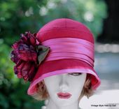 Couture Raspberry Wool Warm Fall Winter Cloche Hat In 20'S Style 1 small