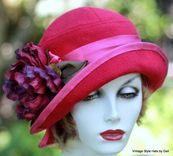 Couture Raspberry Wool Warm Fall Winter Cloche Hat In 20'S Style 4 small