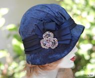 Royal Blue Panne Velvet 1920s Cloche Hat 3 small