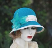 1920'S Cloche Summer Hat In Teal Blue 1 small