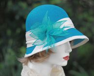 1920'S Cloche Summer Hat In Teal Blue 2 small