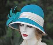 1920'S Cloche Summer Hat In Teal Blue 3 small