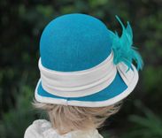 1920'S Cloche Summer Hat In Teal Blue 4 small