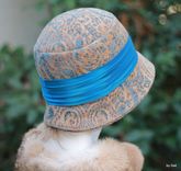 20'S Flapper Great Gatsby Cloche Hat In A Floral Tapestry Fabric 5 small