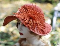 Vintage Edwardian 1900s Hat Velvet Wide Brim Large Flowered 2 small