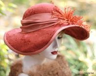 Vintage Edwardian 1900s Hat Velvet Wide Brim Large Flowered 4 small