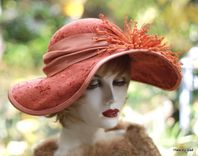 Vintage Edwardian 1900s Hat Velvet Wide Brim Large Flowered 5 small