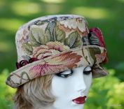 Edwardian Bohemian Bucket Style Hat In Floral Print Tapestry 2 small