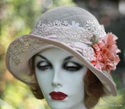 Shabby Chic Vintage Hat 1920'S Wedding Tea Party Summer 5 small