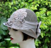 1920s Vintage Style Summer Cloche Wedding Hat Pearls Sequins Lace 5 small