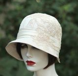 1920s Vintage Style Great Gatsby Cloche Wedding Hat In Ivory And Lace 1 small
