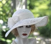 Wide Brim Elegant Hat Lace Bridal Wedding In A Vintage Style 6 small