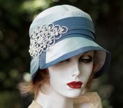 Silk Cloche 1920s Hat With Rhinestone Enrichement 1 small