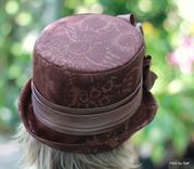 Edwardian Victorian Steampunk Riding Bucket Hat In A Floral Brocade Fabric 4 small