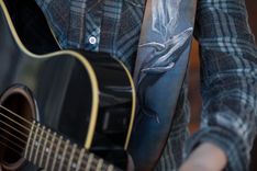Custom Eco-Friendly Leather Painted Whale Guitar Strap 3 small